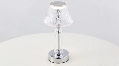 JONATHAN Y Madelyn Rechargeable Cordless 11.5-in Clear/Chrome LED Table Lamp  with Acrylic Shade in the Table Lamps department at