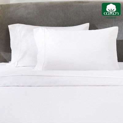King Size White Cotton Sateen Pillowcases Set