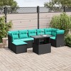 vidaXL 8 Piece Garden Sofa Set with Cushions Black Poly Rattan - Black - 2 of 4