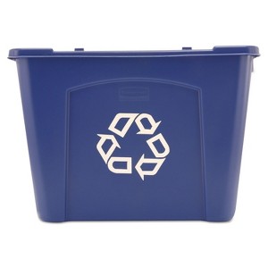Rubbermaid Commercial Stacking Recycle Bin Rectangular Polyethylene 14gal Blue 571473BE - 1 of 4