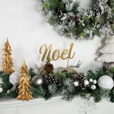 11" Gold and Silver Metal Noel Tabletop Sculpture
