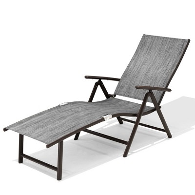 Pellebant Outdoor Aluminum Folding Adjustable Chaise Lounge