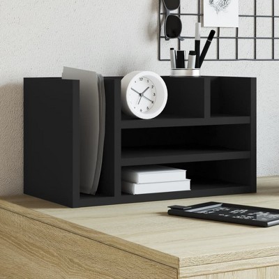 vidaXL Desk Organiser Black 17.5x9.4x9.8" Engineered Wood