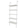 DOMETOUR 5-Shelf Wood Ladder Bookcase with Metal Frame, Industrial 5-Tier Modern Ladder Shelf Wood Shelves,White - 4 of 4