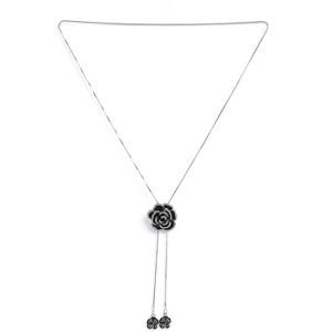 SOHI Women's silver Rose Lariat Necklace - 1 of 4