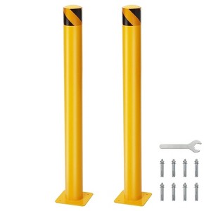 Safety Bollard, Steel Safety Bollard 2 Pack - Heavy-Duty Yellow 4.5" Diameter with 8 Anchor Bolts for Driveway Traffic Control Barriers - 1 of 4