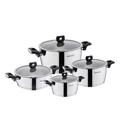 korkmaz Nora Cookware Pots and Pan Set, 7 Piece, Volcanite PTFE Coating,  Black A2890Black