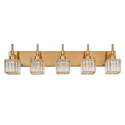 LLHZSY Modern Dimmable Crystal Bathroom Light Fixtures Over Mirror Glam Vanity Lights - 3/4/5 Light - Black+Gold/Chrome/Black/Gold