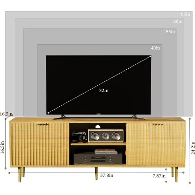 Snynuxx Modern TV Stand for 55/60/65 inch TV with Storage for Living Room