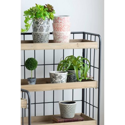 Elegant Blue Floral Naturespire Ceramic Planters, Set of 3