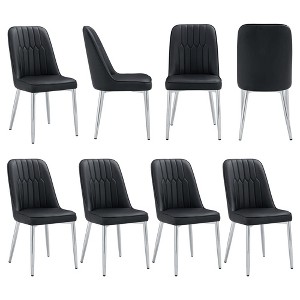 NicBex PU Leather Dining Chairs Set of 8,Armless Upholstered Kitchen Chair with High Backrest and Silver-Toned Metal Leg for Dining Room,Kitchen - 1 of 4