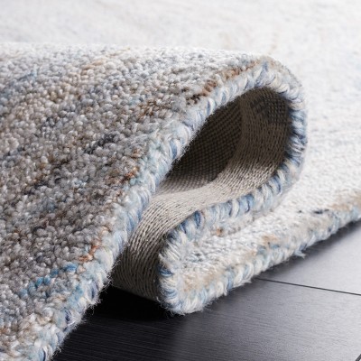 Handmade Beige and Blue Abstract Wool Area Rug, 3' x 5'