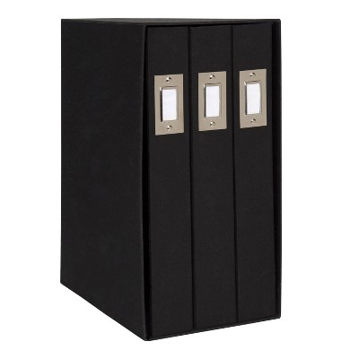 6" x 13" Cydney Set of 3 Fabric Photo Albums in Display Box Black - DesignOvation