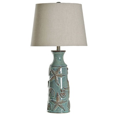 Blue Bay Nautical Ceramic Table Lamp with Seashell Design  - StyleCraft