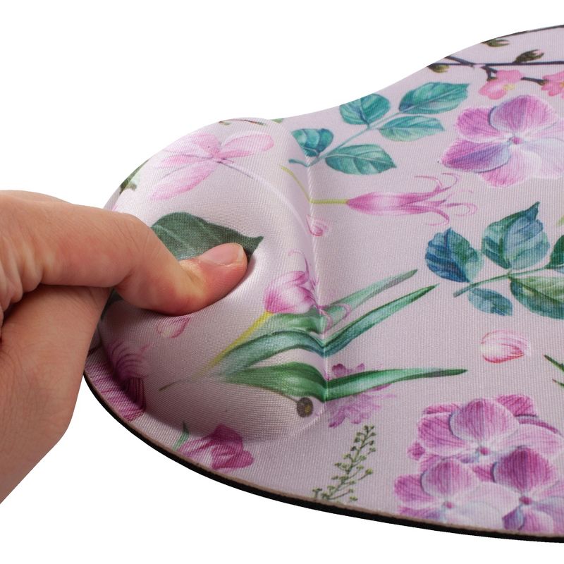 Insten Floral Mouse Pad with Wrist Support Rest, Ergonomic Support, Pain Relief Memory Foam, Non-Slip Rubber Base, Arc S, 5 of 7