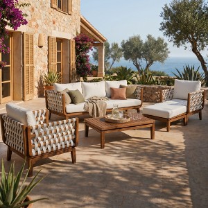 Christopher Knight Home Liana Modern 5 Piece Acacia Patio Chat Set