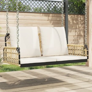 vidaXL Swing Bench with Cushions 41.3"x22.8"x15" Poly Rattan and Steel - 1 of 4