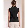 Allegra K Women's Summer Solid Ruffle Round Neck Sleeveless Button Up Shirt - 3 of 4
