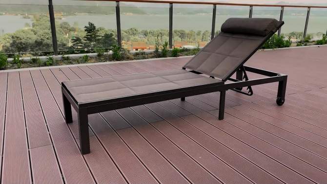 Outdoor Five Position Adjustable Quilted Headrest Aluminum Chaise Lounge Beige - Crestlive Products, 2 of 8, play video