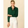 INSPIRE CHIC Women's Elegant V Neck Long Sleeve Office Work Satin Shirt - 3 of 4