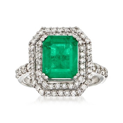 Ross-Simons 3.00 Carat Emerald and 1.60 ct. t.w. Diamond Ring in 14kt White Gold