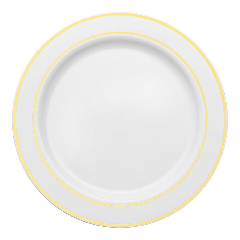 Smarty Had A Party White with Gold Edge Rim Plastic Buffet Plates (9") (120 Plates), 1 of 8