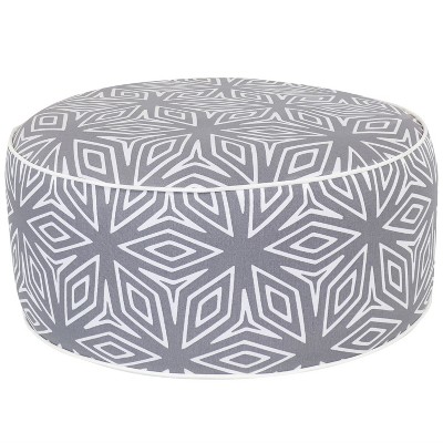 Sunnydaze Indoor/Outdoor All-Weather, Water-Resistant Inflatable Blow Up Ottoman Pouf, Gray Geometric