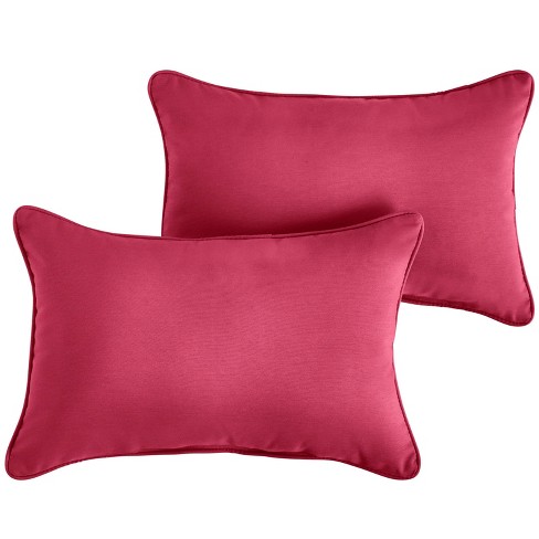 2pk Sunbrella Corded Outdoor Throw, Hot Pink Lumbar Outdoor Pillows