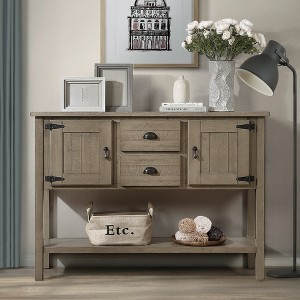 Hostack 48'' Solid Wood Console Table with 2 Drawers and Cabinets for Living and Dining Room, Rustic - 1 of 4