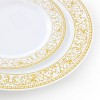 Elama 150 Piece Disposable Plastic Dinnerware Party Set for 25 Guests in White with Gold Decal Trim - 4 of 4