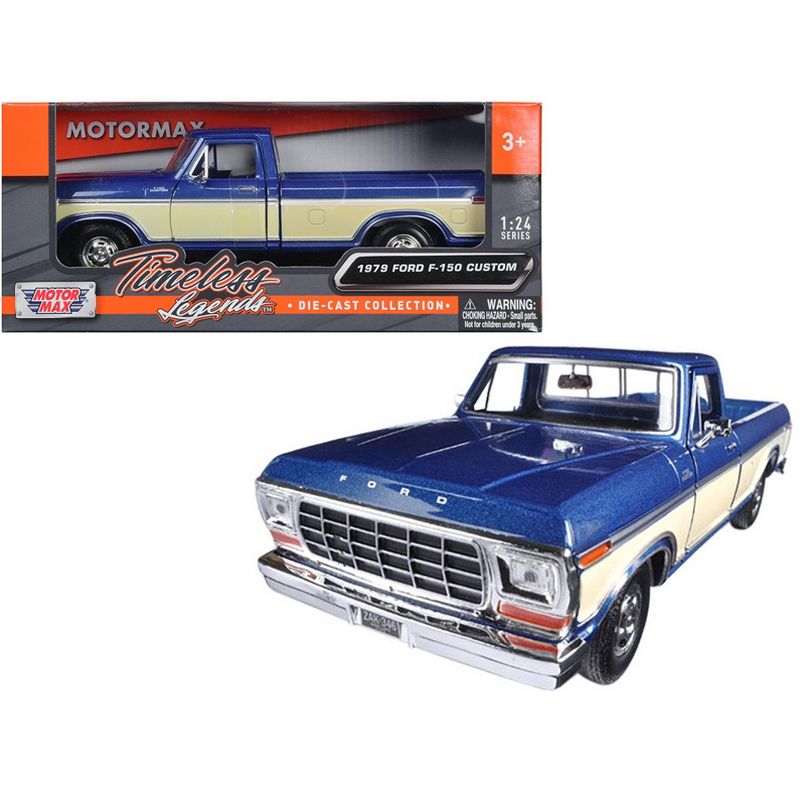 1979 Ford F-150 Pickup Truck 2 Tone Blue/Cream 1/24 Diecast Model Car by Motormax, 1 of 4