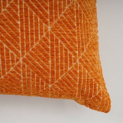 Bronze Orange Geometric Chenille Square Throw Pillow 18" x 18"
