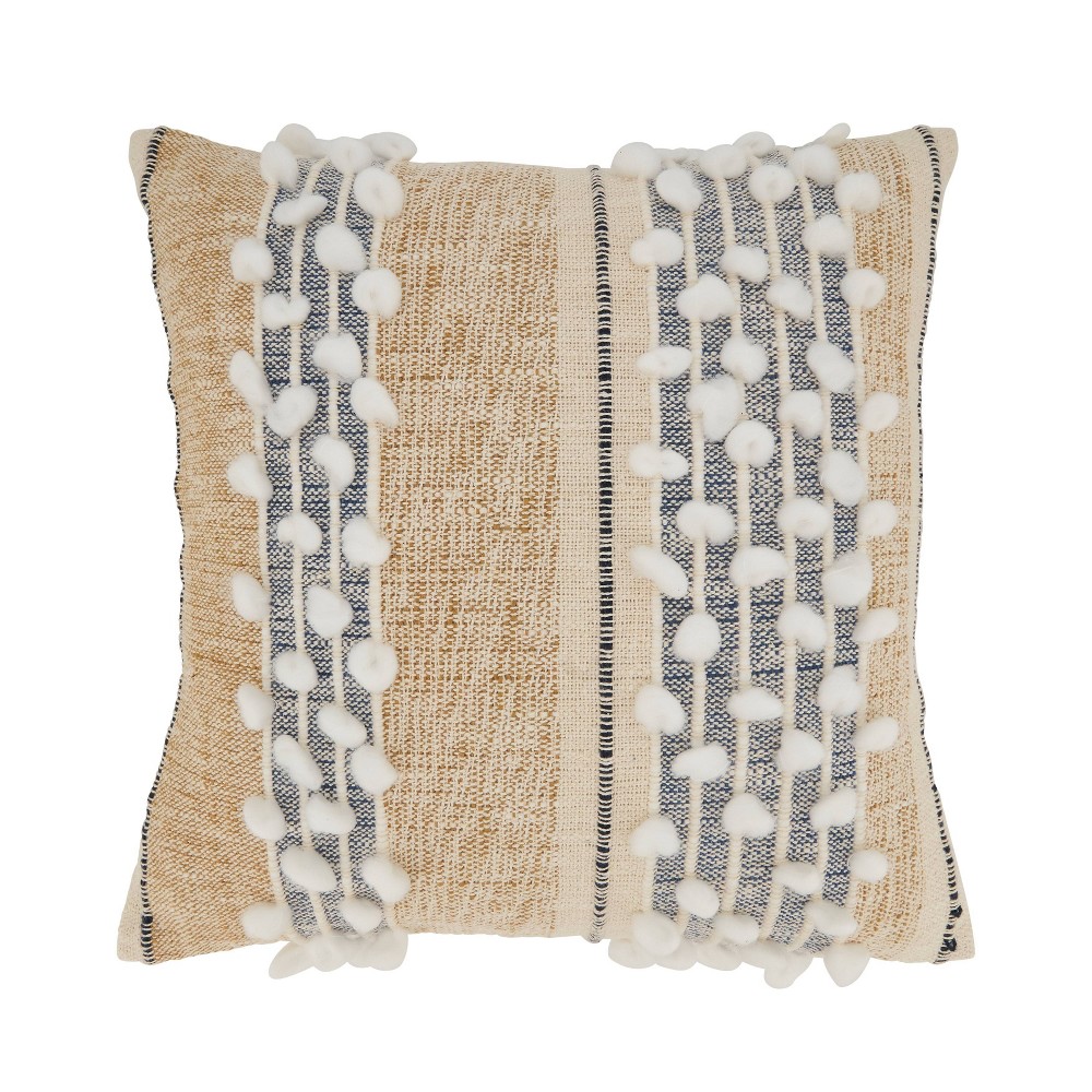 Photos - Pillow 18"x18" Textured Woven Striped Square Throw  Cover - Saro Lifestyle