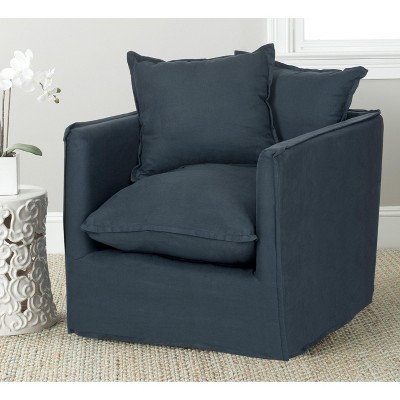 Contemporary Birch Wood Joey Arm Chair in Dark Blue