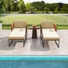 Costway 1/2 PCS Outdoor Furniture Set Patio Acacia Wood Armchair with Long Ottoman Cozy Seat - 4 of 4
