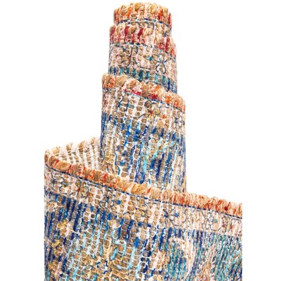 Handwoven Light Blue Chenille Synthetic 5x8 Rectangular Rug