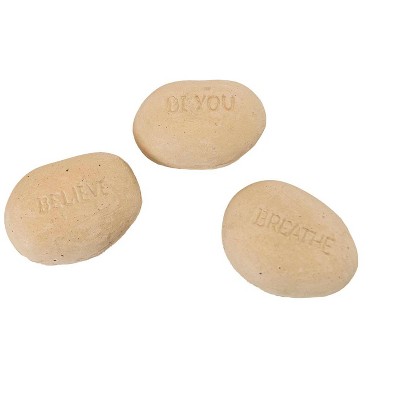 Set of 3 Indoor Decorative Stones Cream Paper Mache by Foreside Home & Garden