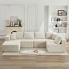 137.8" Corduroy Upholstery U-Shaped Cloud Modular Sectional Sofa with Left Chaise and Pillows, All-Foam Compression Design - 3 of 4