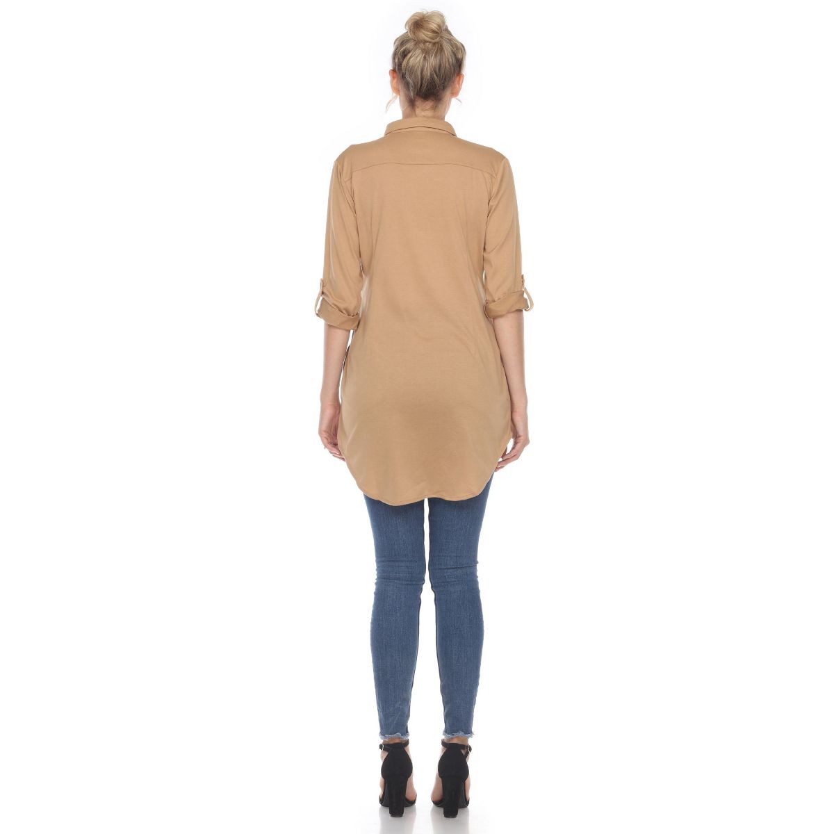 Women's Stretchy Button-Down Tunic - White Mark - thumbnail 9