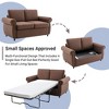 57.9" Linen Pull Out Loveseat Sofa Bed with Twin Size Memory Mattress and Two USB Ports - 3 of 4
