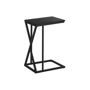 FONTOI C-shaped Side Table, Bedside Table Features Metal Frame with Asymmetrical Triangle Detail for Living Room, Bedroom, Black, 18.5"*25.25"*10.25" - 1 of 4