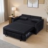 Sleeper Sofa Bed, 3-in-1 Velvet Pull Out Couch with Armrests, Storage Pockets and 2 Pillows, Adjustable Backrest - Leovsnove - 3 of 4