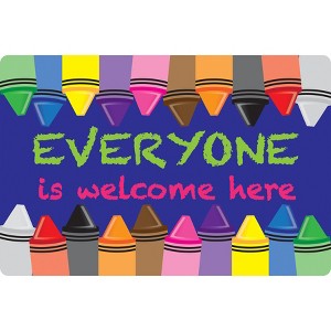 Smart Poly® Welcome Mat with Slip Resistant Backing, 15.5" x 23.5", Crayons, Everyone is Welcome Here - 1 of 4