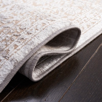 Beige and Ivory Hand-Knotted Synthetic Area Rug