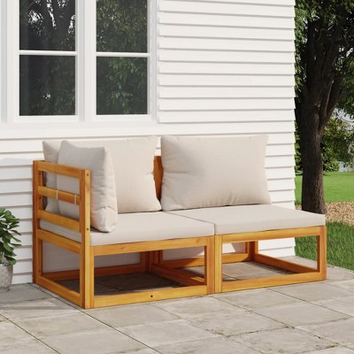 vidaXL 2 Piece Patio Sofa Set with Cushions Solid Wood Acacia
