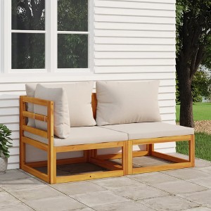 vidaXL 2 Piece Patio Sofa Set with Cushions Solid Wood Acacia - 1 of 4