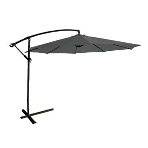 Four Seasons Courtyard 11.5 Foot Offset Patio Umbrella Octagonal Shaped Canopy Shade Outdoor Backyard Furniture with Aluminum Pole, Charcoal Gray - 1 of 4