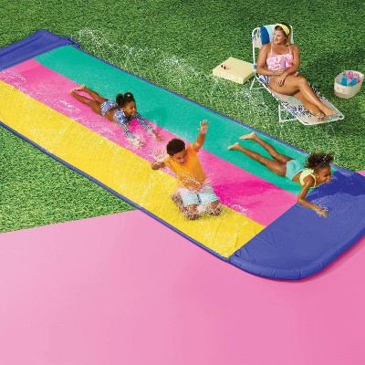 Condition photo showing As Is for waterslide triple inflatable water slides - sun squad™