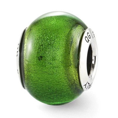 Black Bow Jewelry Green Italian Murano Glass & Sterling Silver Bead Charm