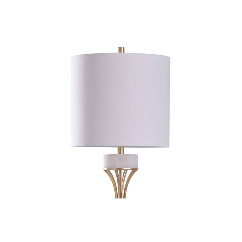 Abyaz Concave Metal Table Lamp with Marble Accent Drum Shade Gold - StyleCraft, 3 of 6